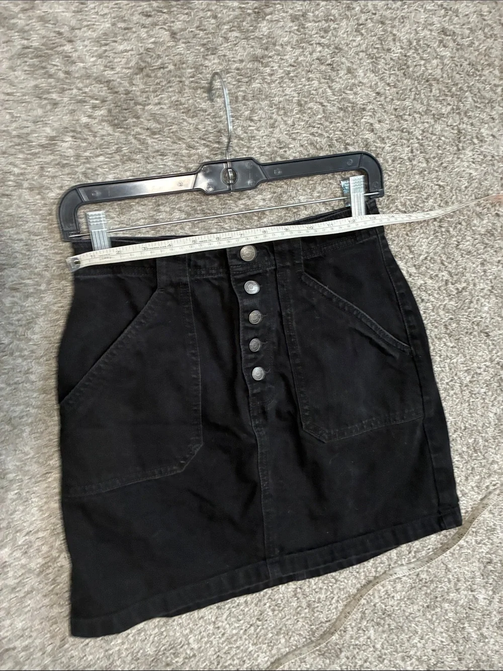 Hollister Ultra High Rise Black Button-Front Denim Mini Skirt